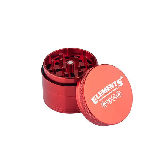 Elements Alluminium 4pc Grinder 56mm Red